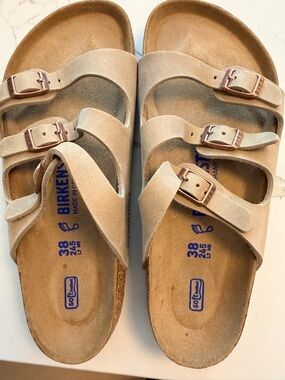 Birkenstock Florida Soft Footbed Triple-Strap Sandals Excellent 38